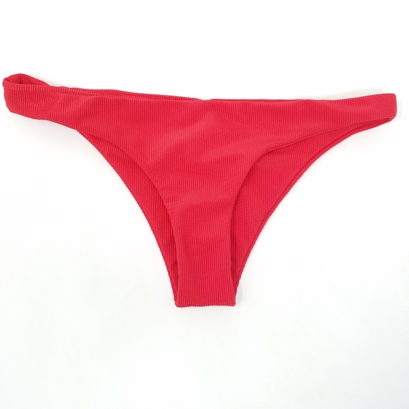 Skin By Same Ribbed Red Brief Bikini Bottom, L - Picture 3 of 10